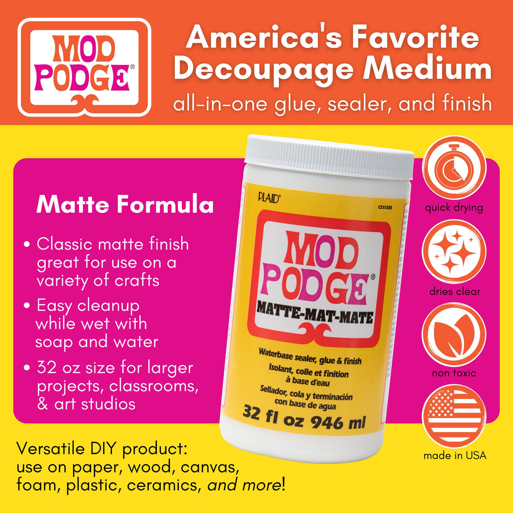 Decoupage Glue, Matte 32oz.