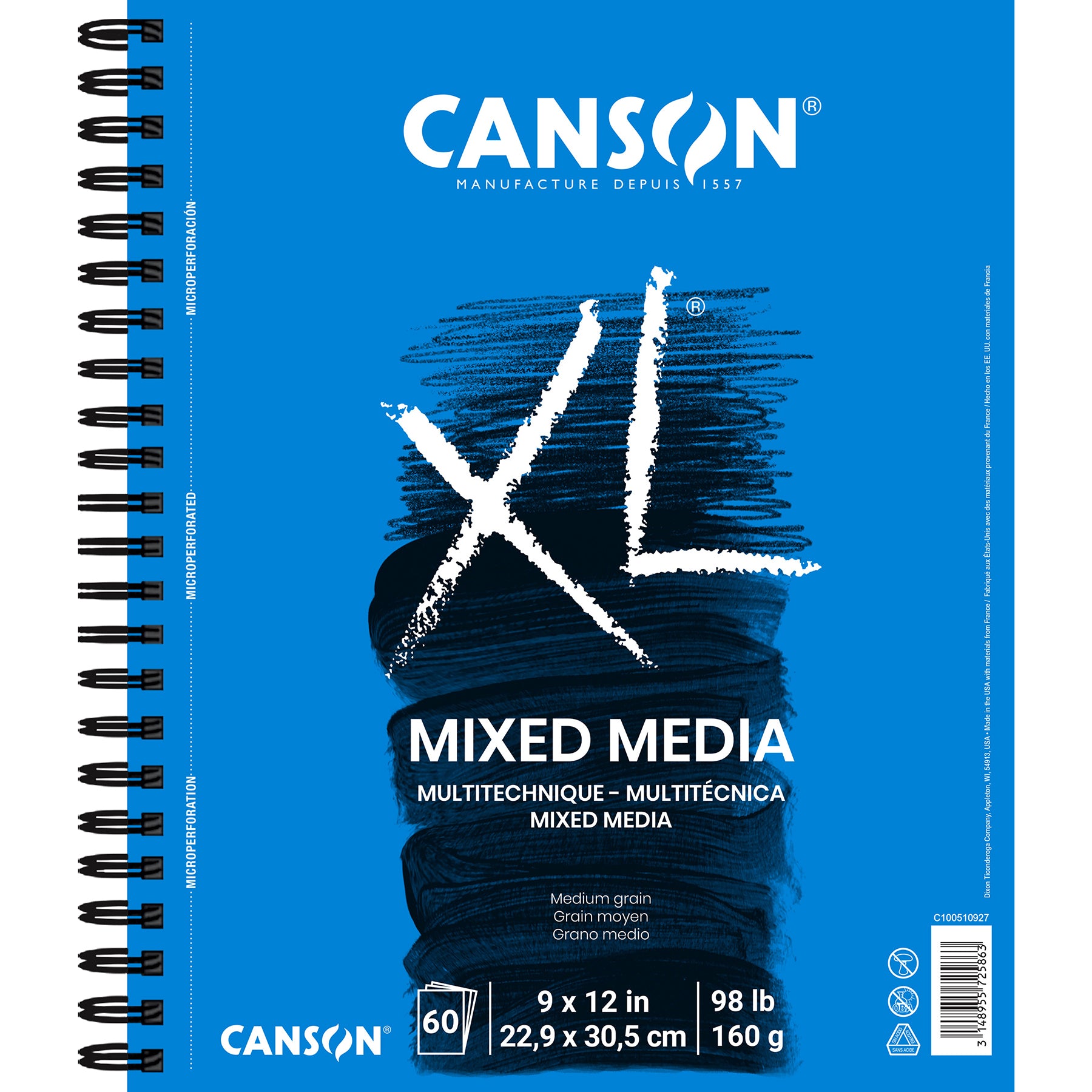 XL Series Mixed Media Pad, Side Wire Binding, 60 Sheet, 9x12 inch, 1 Count