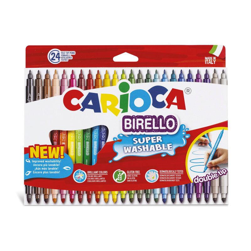 Birello Double Tip Felt Tip Washable Pens - 24 Pieces
