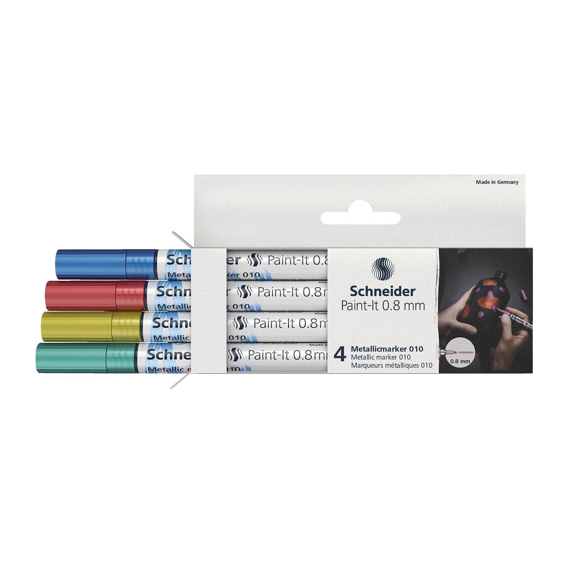 Paint-It 010 Metallic Markers, 0.8 mm Tip, Wallet, 4 Assorted Ink Colors (Set 2)