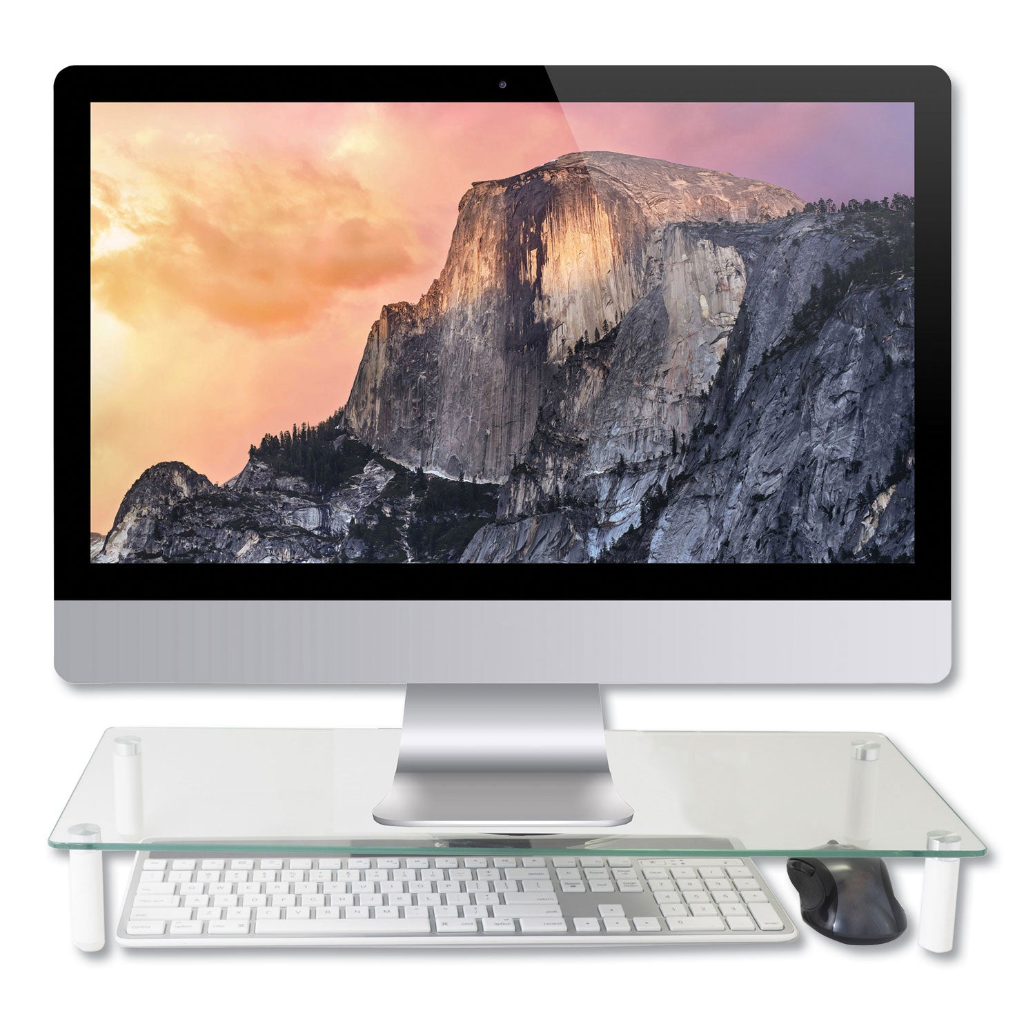 40 lb Load Capacity - 3.25" Height x 22" Width x 8.25" Depth - Tempered Glass - White