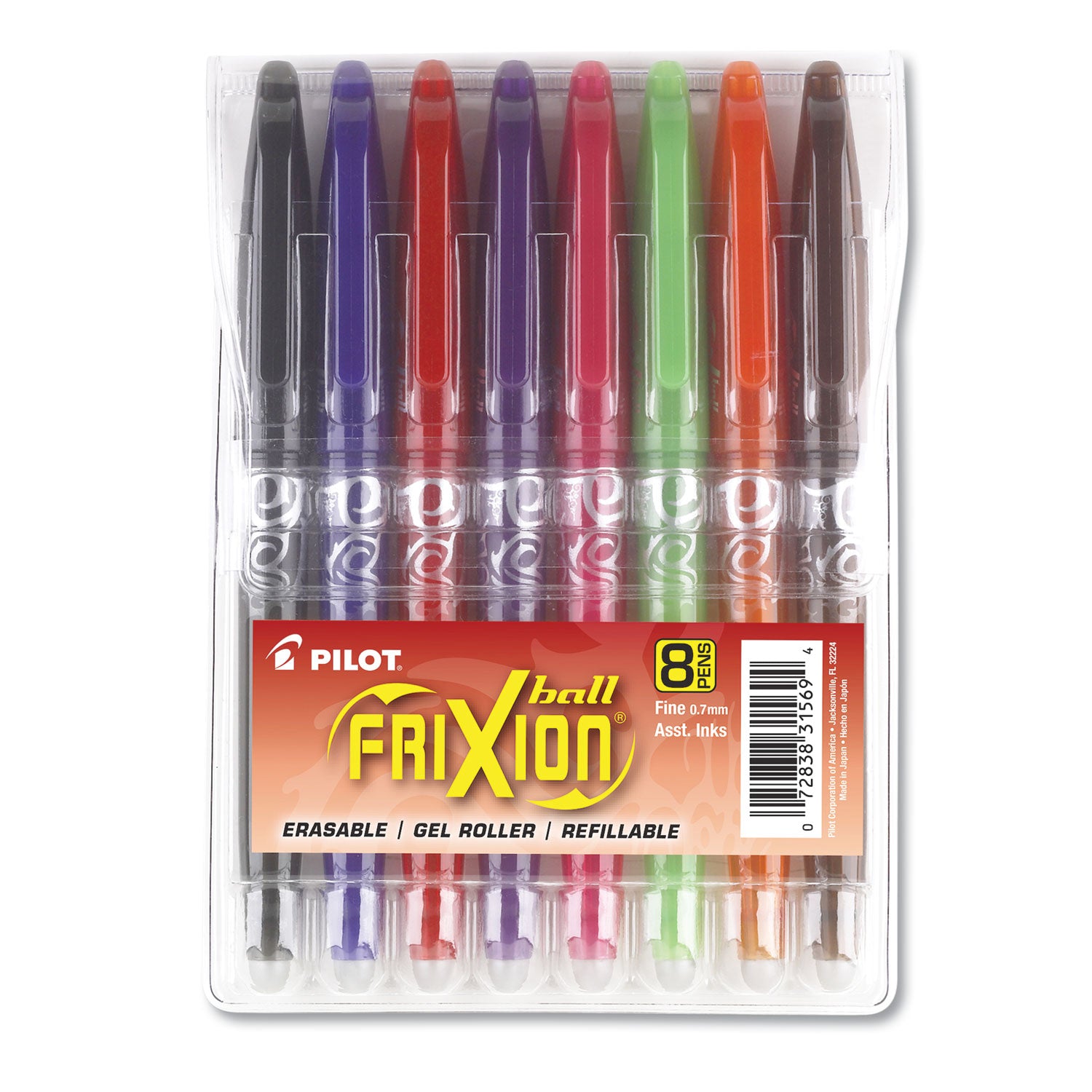 FriXion Gel Pens - 0.7 mm Fine Pen Point - Erasable - Assorted Ink - Gel-based - Document, Writing - 8 / Pack