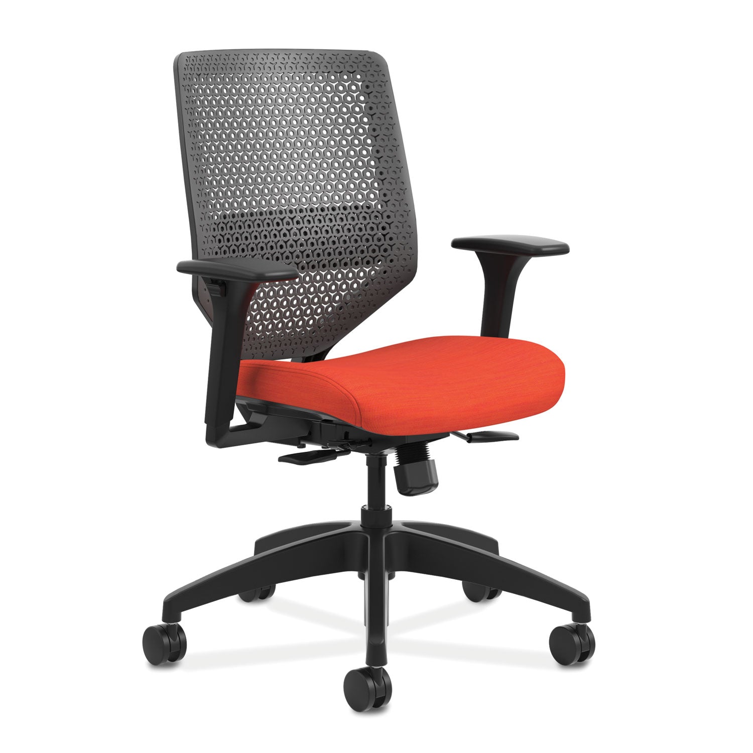 HON Solve Chair - Fabric Seat Material - Charcoal Back Color - Black Frame Color - Mid Back - Bittersweet - 1 Each