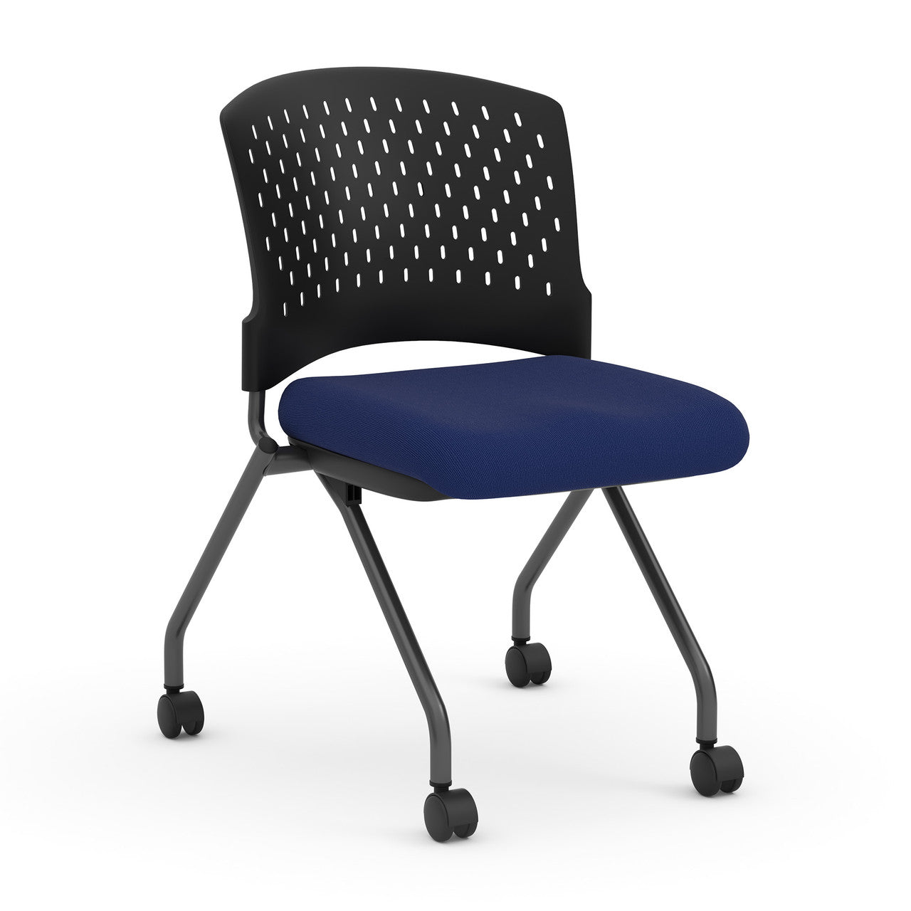 OfficeSource Perch Armless Nesting Chair with Casters - Fabric - Celestial Blue Fabric
