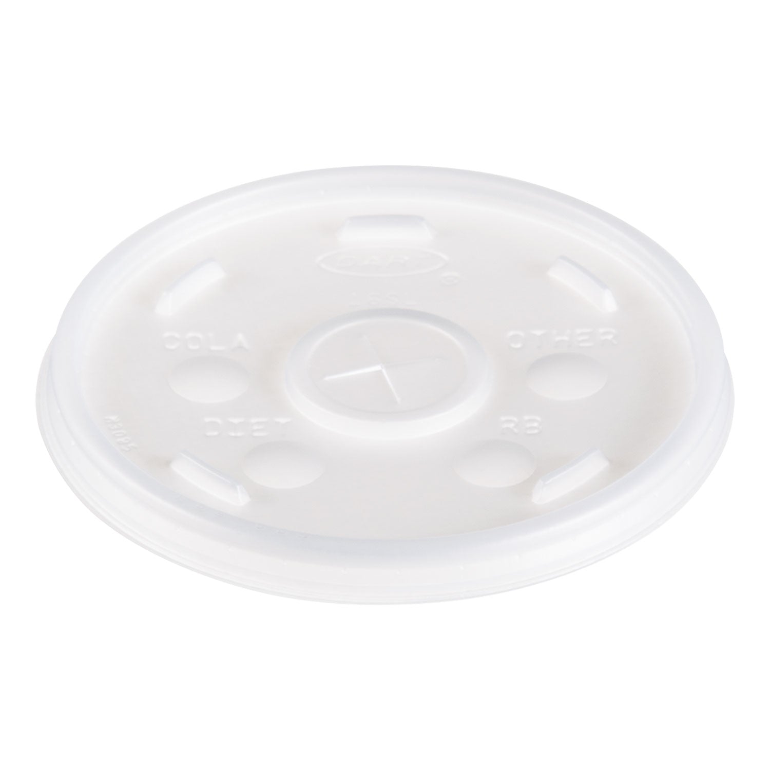 Dart Translucent Slotted Foam Cup Lids - 3.8" Diameter - High Impact Polystyrene (HIPS) - Translucent - 100 / Pack