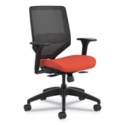HON Solve Chair, Mid Back, Mesh Back, Fabric Seat, Bittersweet, Black Frame, Adjustable Arms, 1 Each