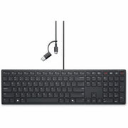 Dell - Wired Collaboration Keyboard - KB525C - Cable Connectivity - Full-size - USB Type C, USB Type a Interface - 15 Hot - Black