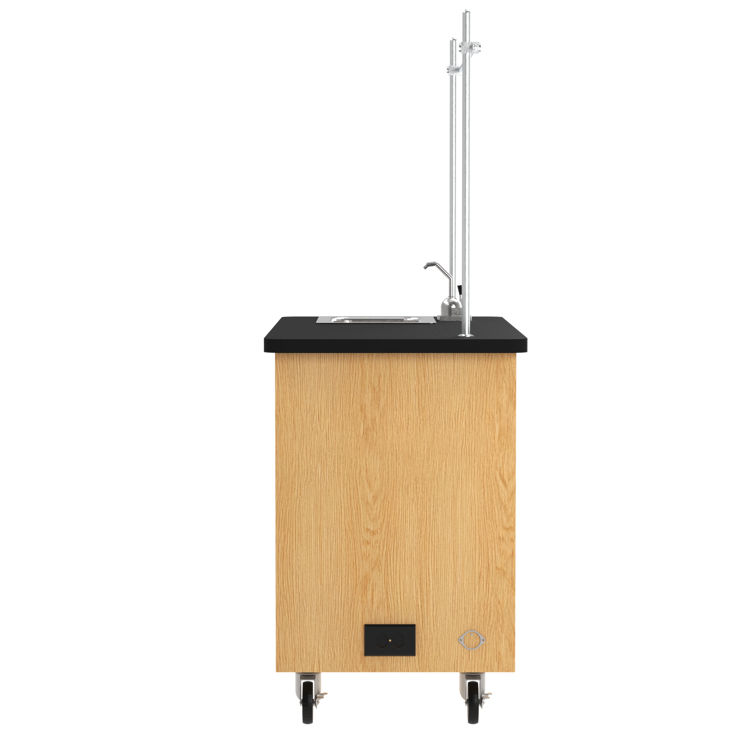 Kinetic Mobile Demo Center with Sink & 2 Sliding Doors - Red Oak, 48"W x 24"D x 36"H