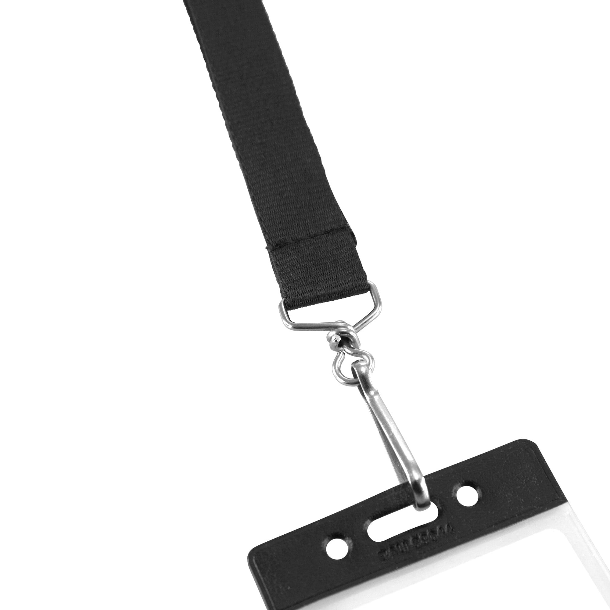 Recycled PET Lanyard, Flat Style, J Hook, Black