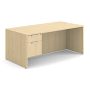 OfficeSource OS Laminate Collection Single 3/4 Pedestal Desk - 71" x 36" - Maple