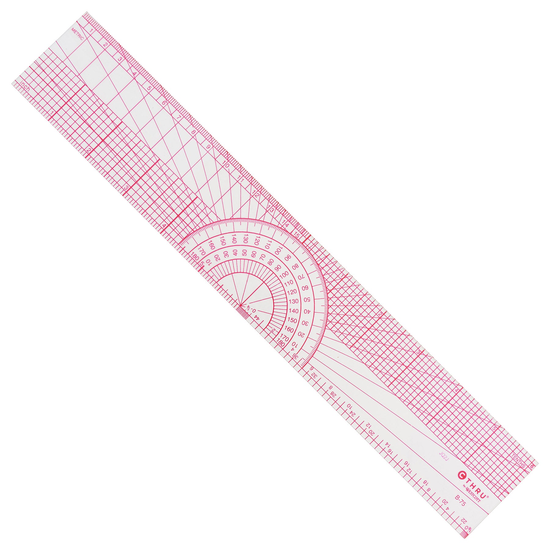 Beveled Protractor Ruler, 12", Transparent