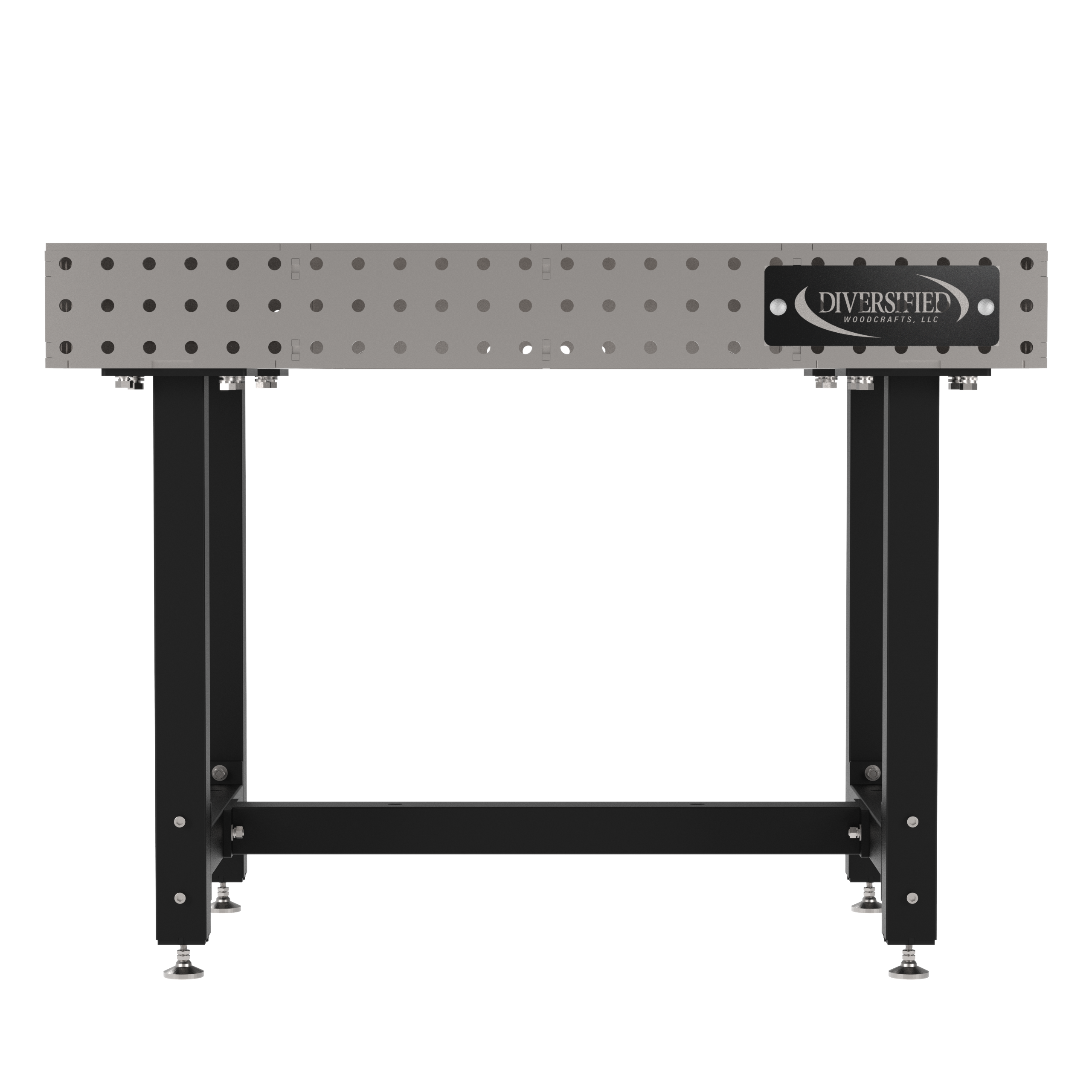 Welding Fixture Table, Fixed Height, 36"H x 48"L x 30"D, 1/4" Carbon Steel Top, Four Black Powdercoat Legs, Self-Leveling Feet