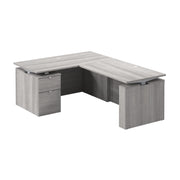 Bush Business Furniture Stratus&nbsp;60W x&nbsp;78D Height Adjustable L Shaped Standing Desk with File Cabinet in Platinum Gray with Metallic Gray Base - 59.45" Width x 76.97" Depth x 27.44" Height