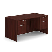 OfficeSource Laminate Double 3/4 Hanging Pedestal Desk - 60" x 30" - Mahogany