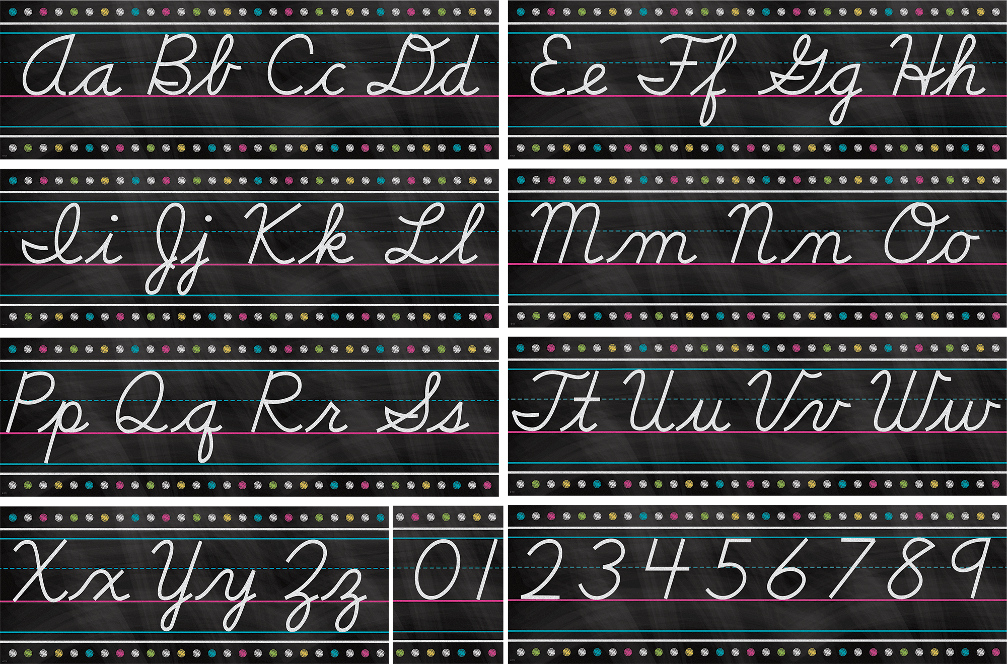 Chalkboard Brights Cursive Writing Bulletin Board