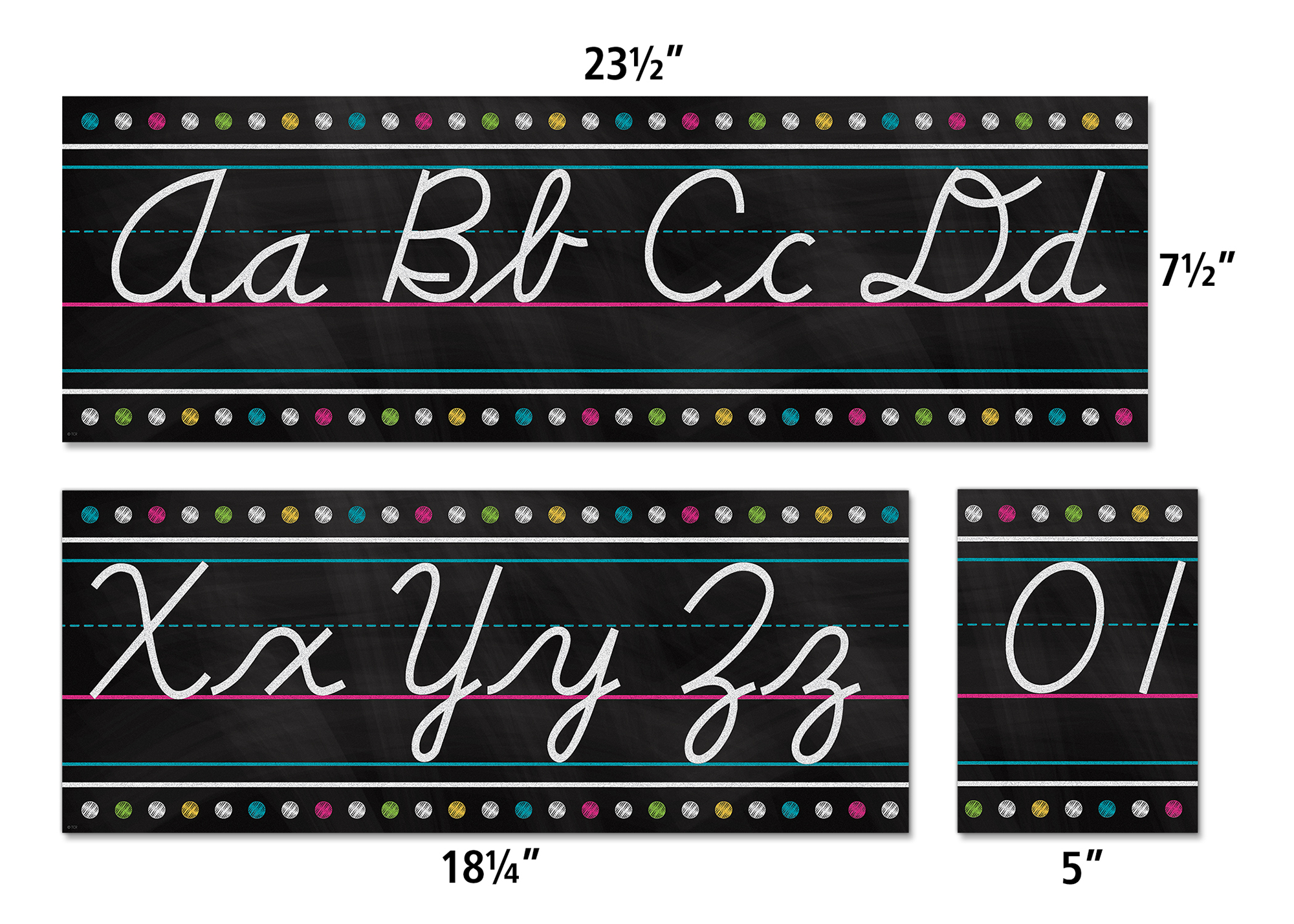 Chalkboard Brights Cursive Writing Bulletin Board