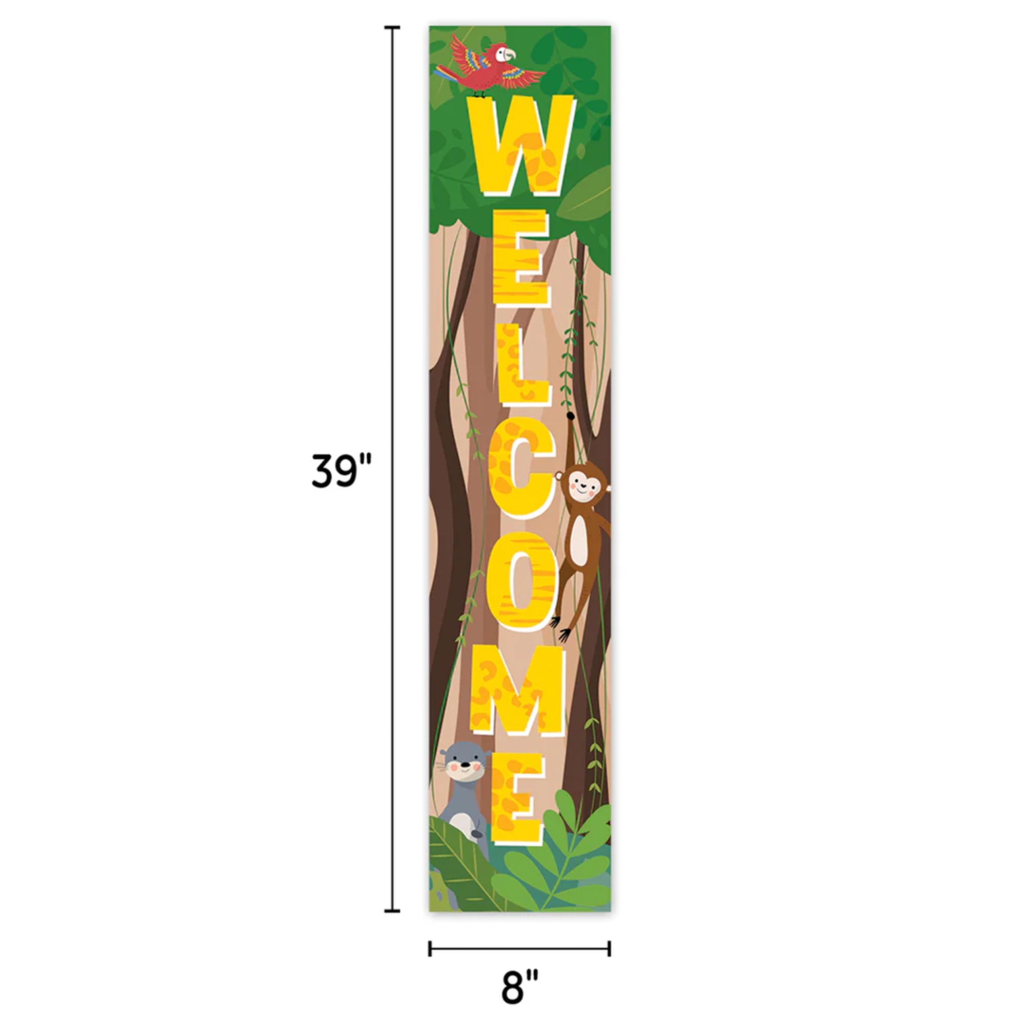 Jungle Friends Welcome Banner, 8"W x 39"H