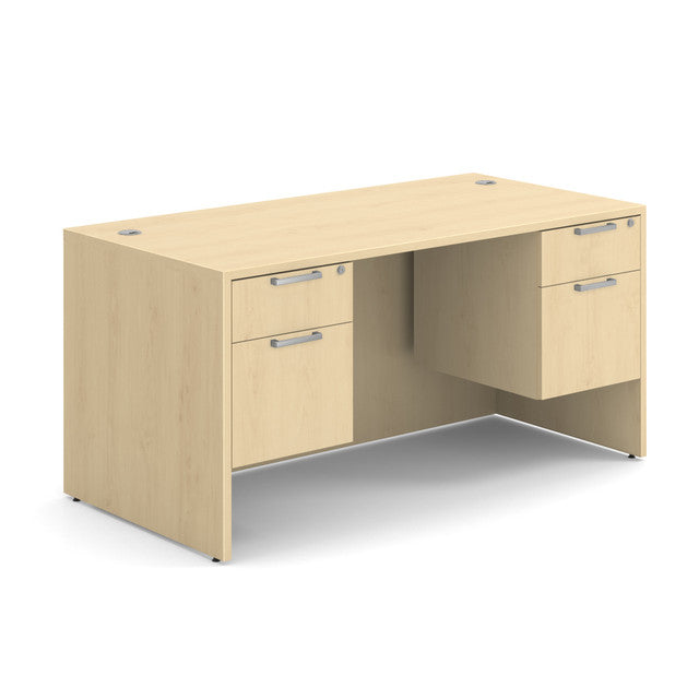 OfficeSource Laminate Double 3/4 Hanging Pedestal Desk - 60" x 30" - Maple