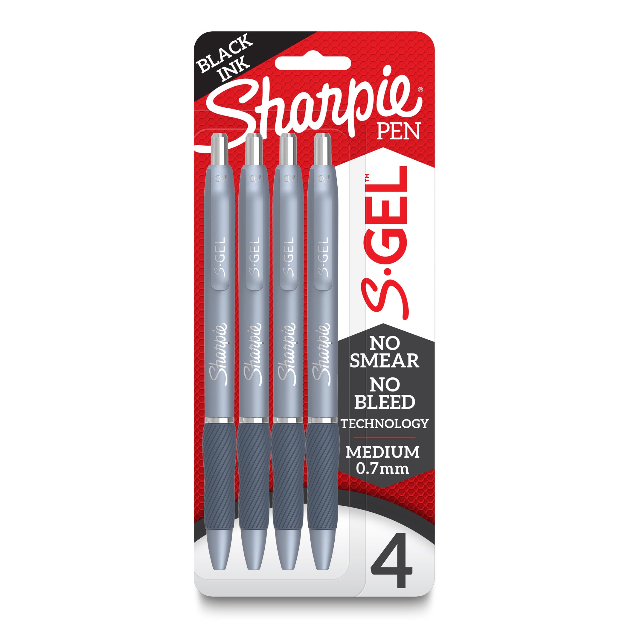 S-Gel, Gel Pens, Medium Point (0.7mm), Frost Blue Body, Black Gel Ink Pens, 4 Count