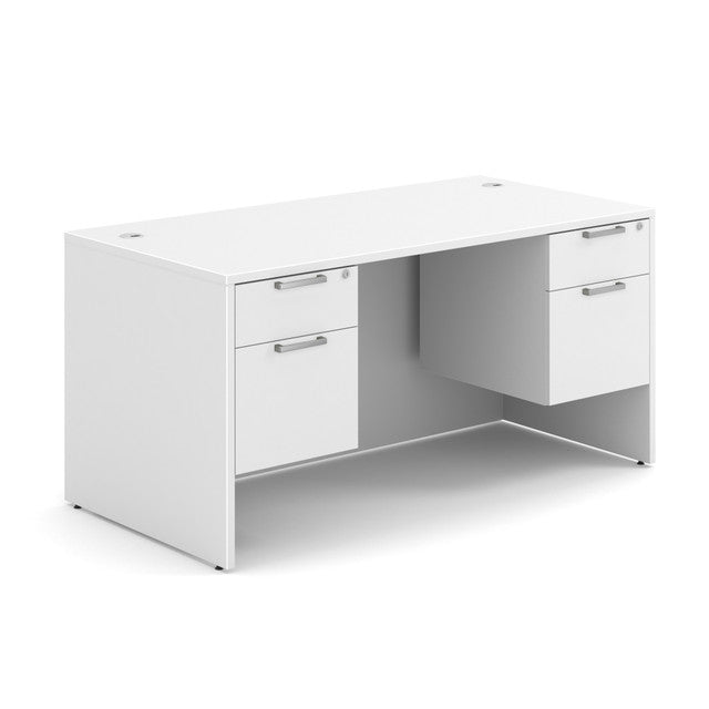 OfficeSource Laminate Double 3/4 Hanging Pedestal Desk - 60" x 30" - White
