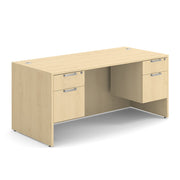 OfficeSource Laminate Double 3/4 Hanging Pedestal Desk - 66" x 30" - Maple