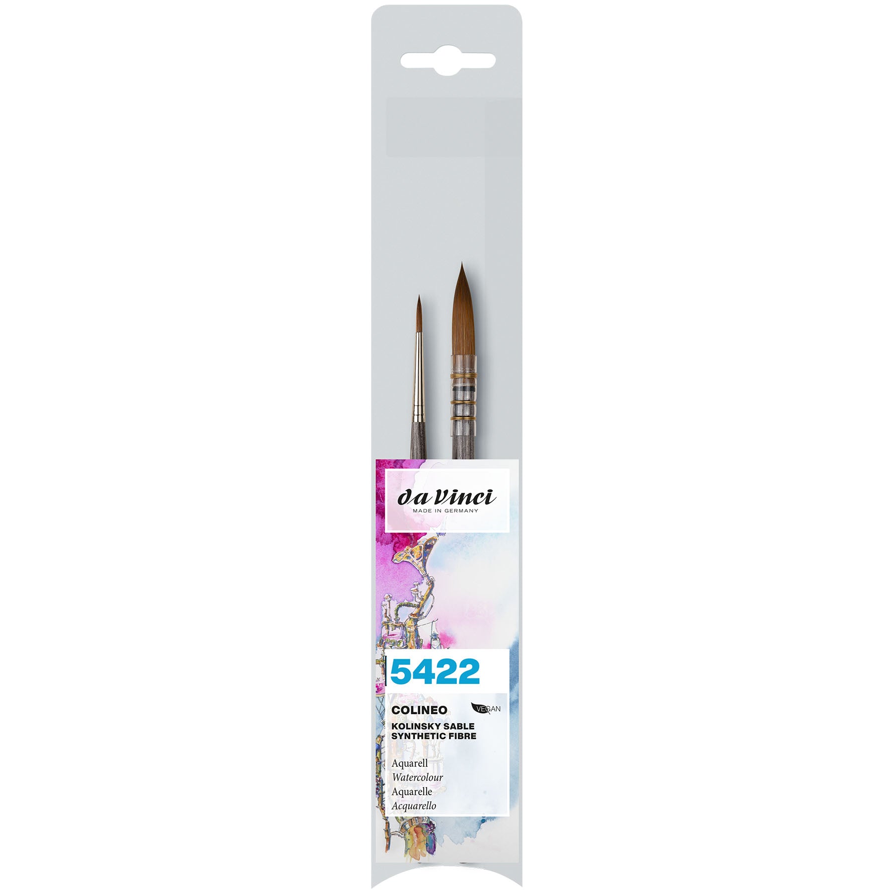 COLINEO Synthetic Red Sable, Watercolor & Gouache, Quill Wash & Round 2 Brush Set