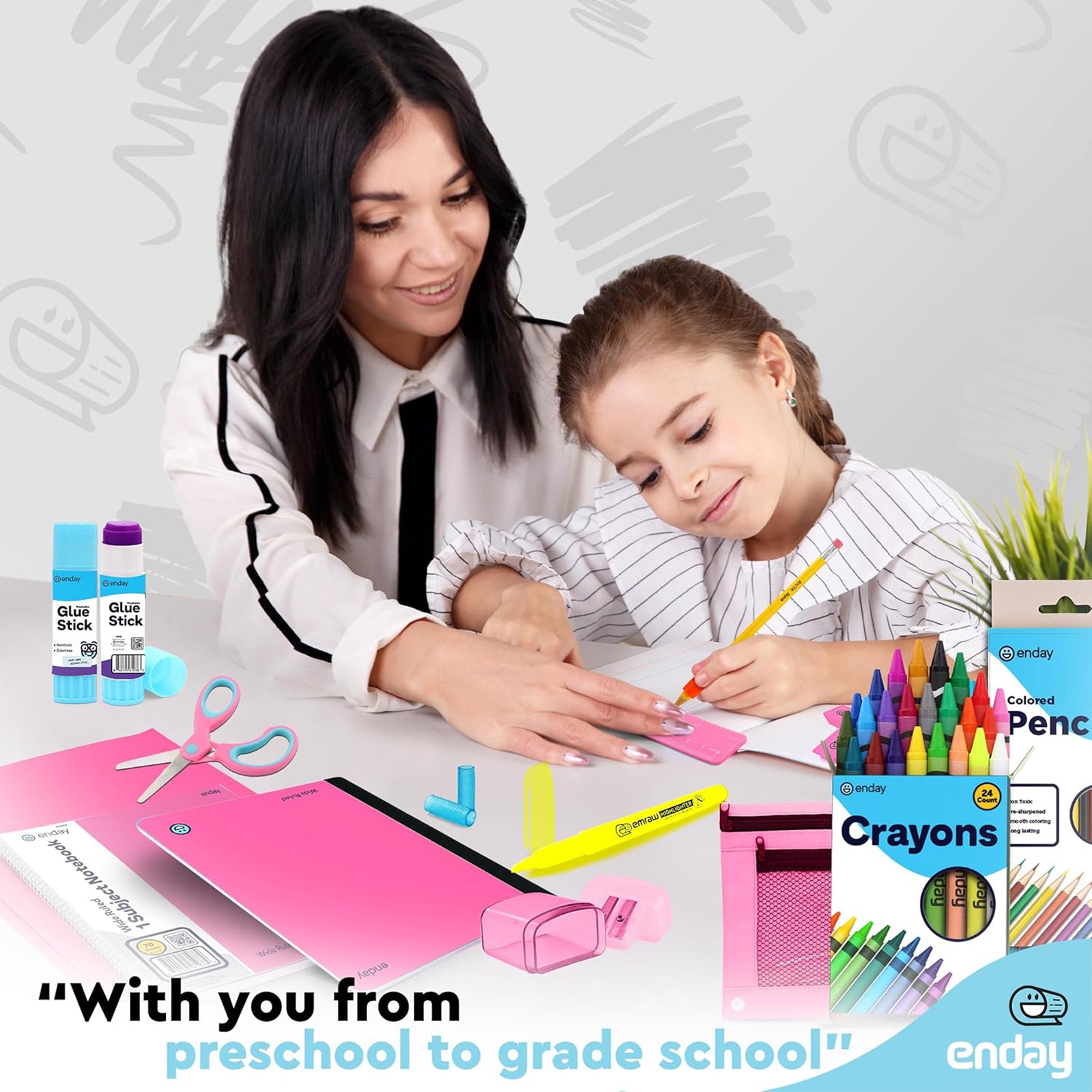 School Supply Kit, Pink, 71-Piece Set