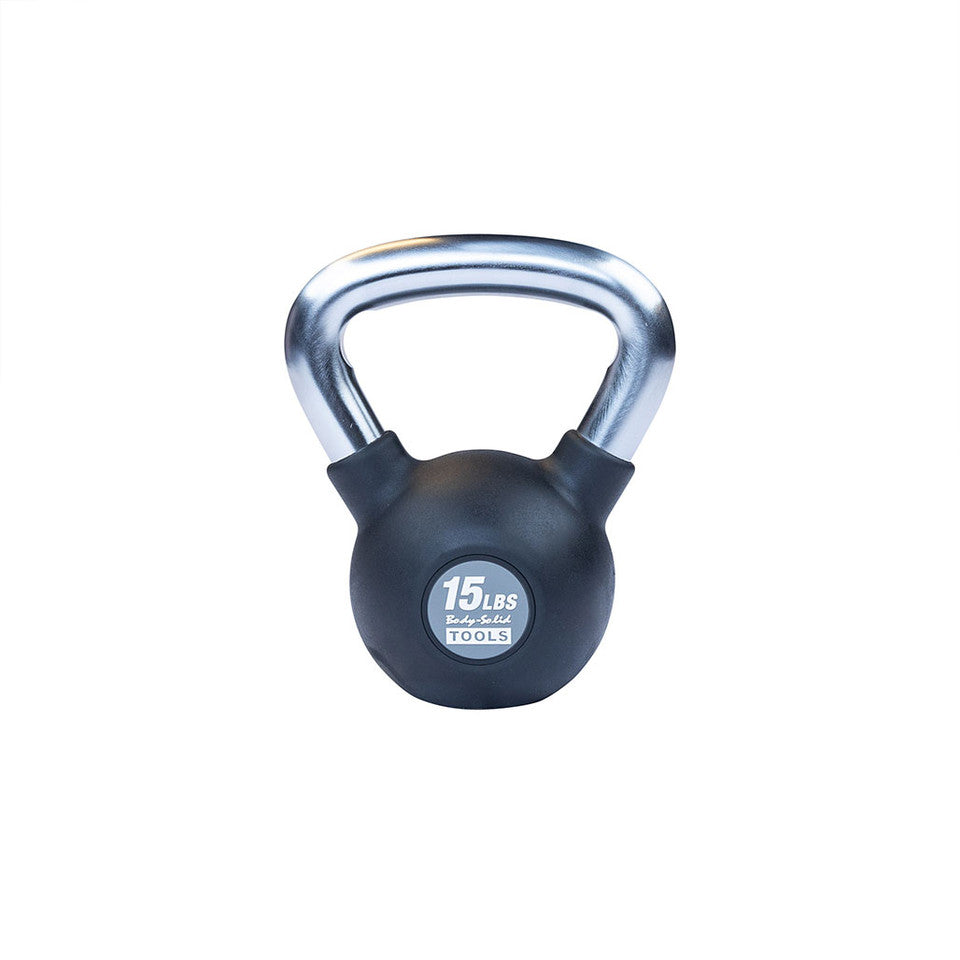 Chrome, Rubber Kettlebell 15Lb