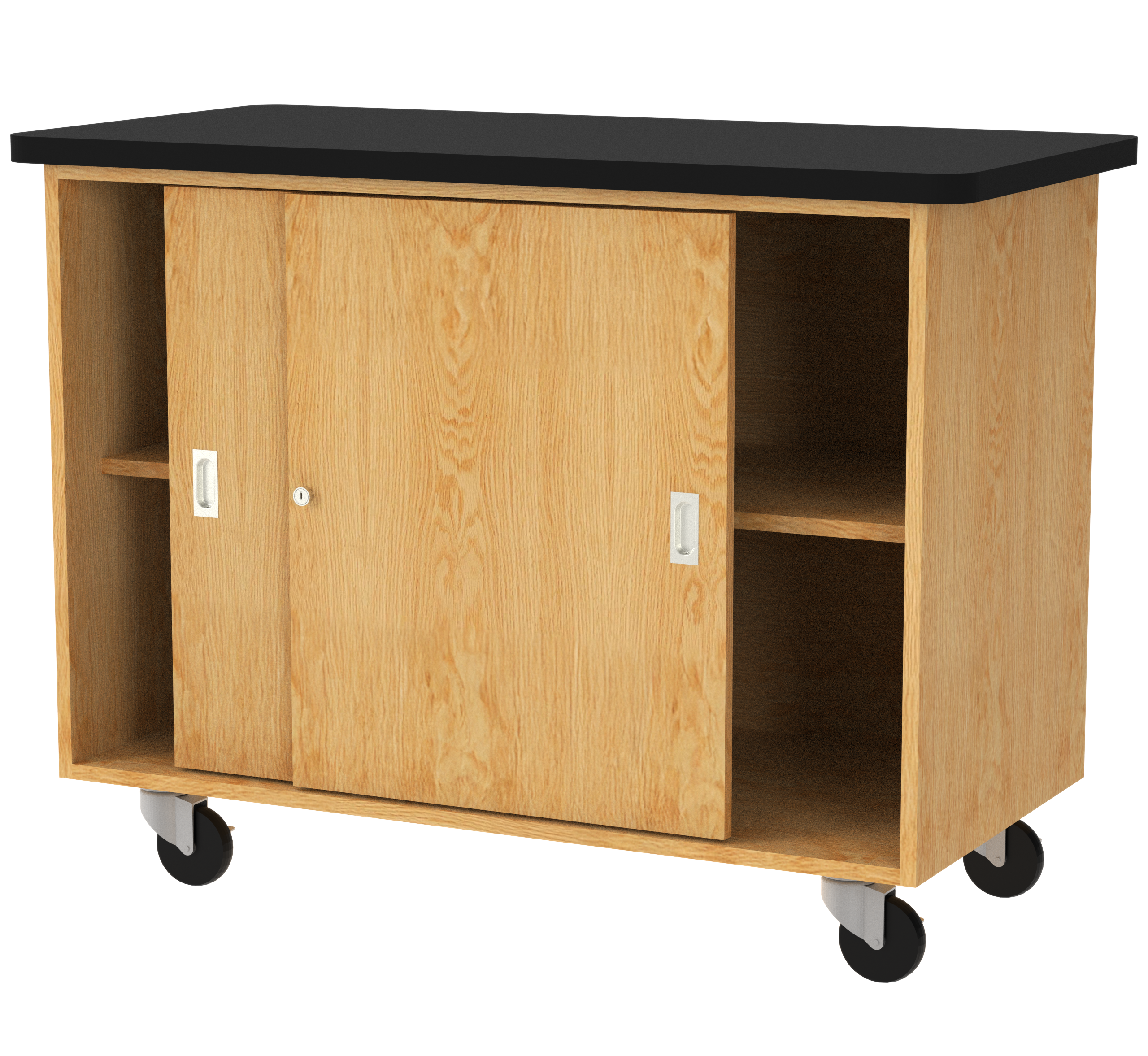 Access Touchdown Sliding Door Cabinet - Red Oak, 48"W x 24"D x 36"H