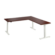 Bush Business Furniture Move 60 Series 72W Height Adjustable L Shaped Standing Desk in Hansen Cherry with White Base - 71.02" Width x 76.97" Depth x 27.44" Height