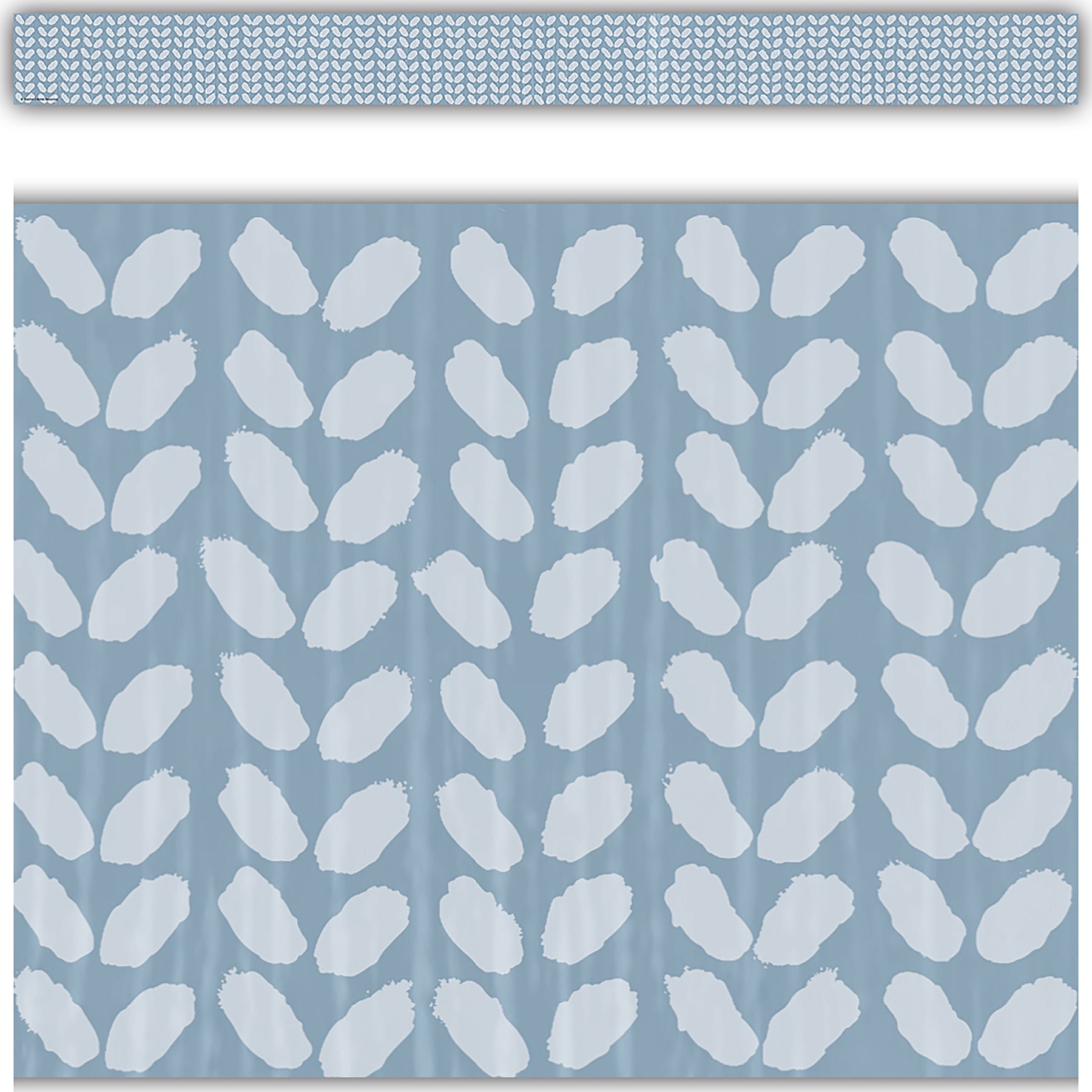 Classroom Cottage Blue Petals Straight Border Trim, 35 Feet