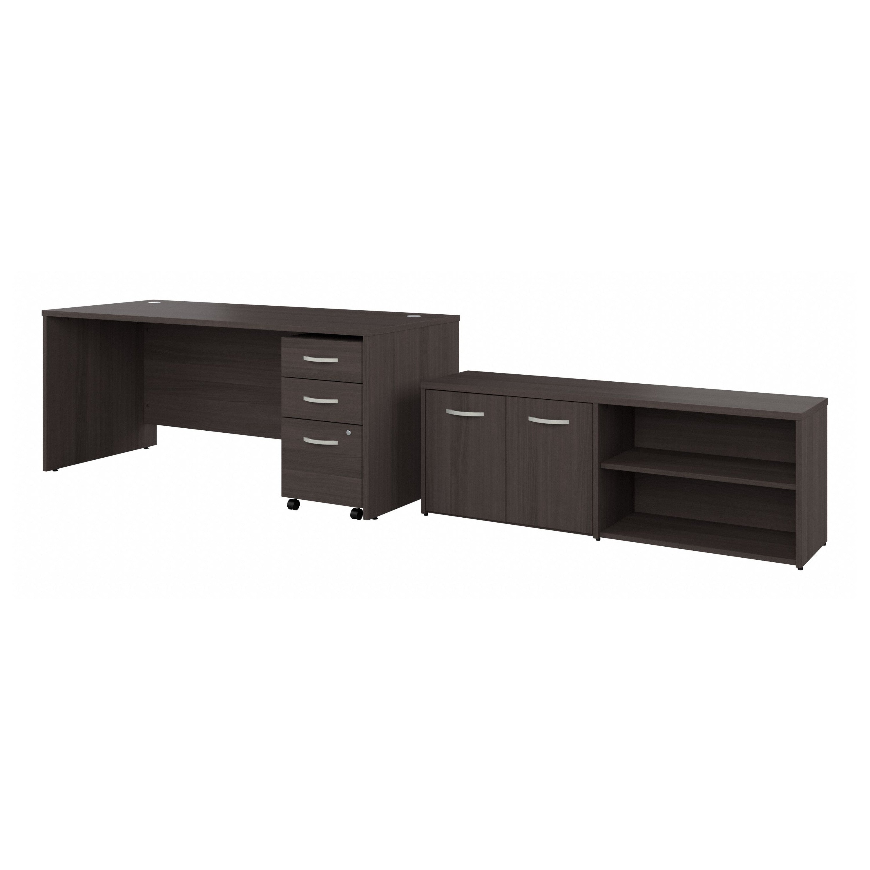 Bush Business Furniture Studio C 72W x 30D Office Desk with Storage Return and Mobile File Cabinet in Storm Gray - 71.02" Width x 29.37" Depth x 29.84" Height