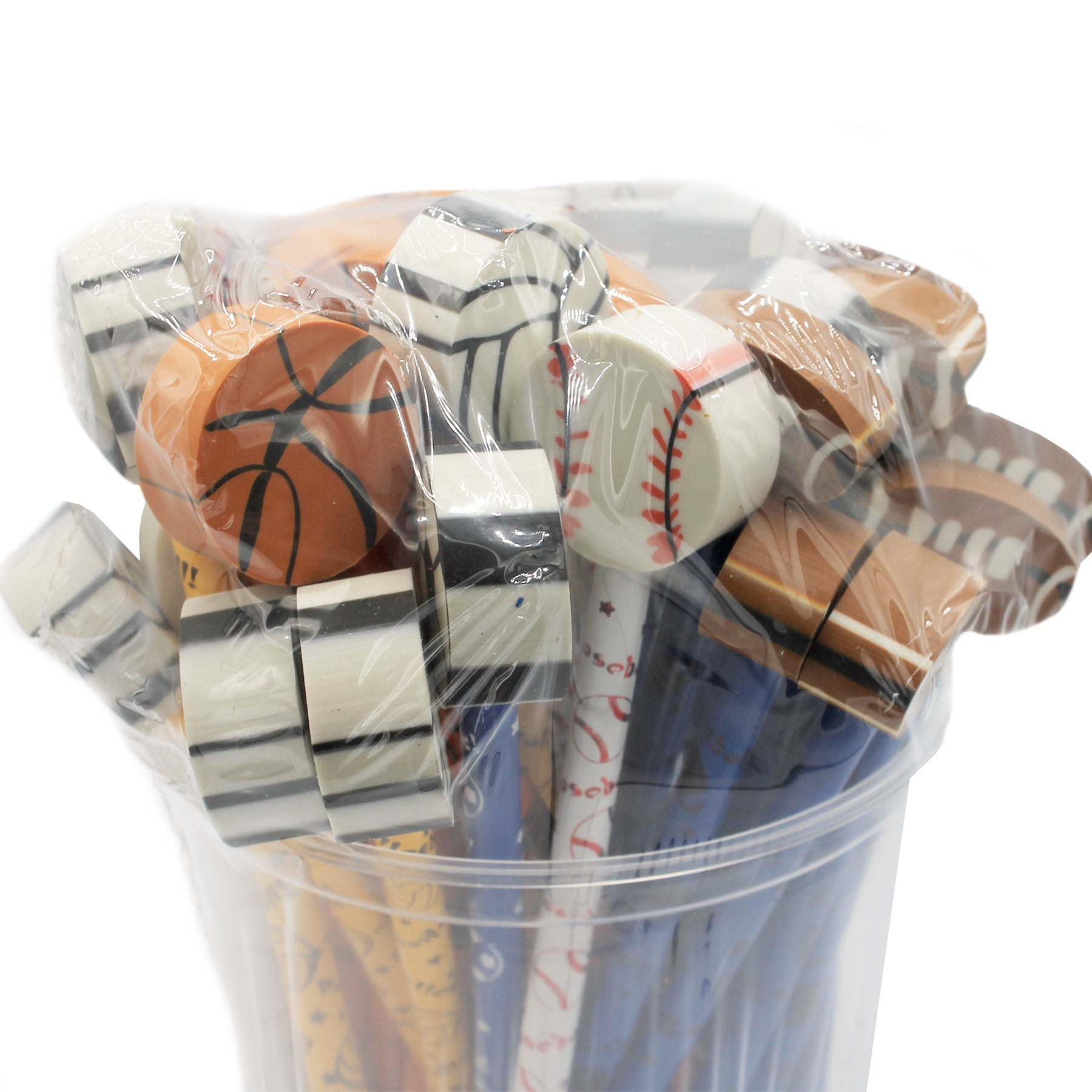 Pencil & Eraser Topper Write-Ons, Sports, Pack of 36