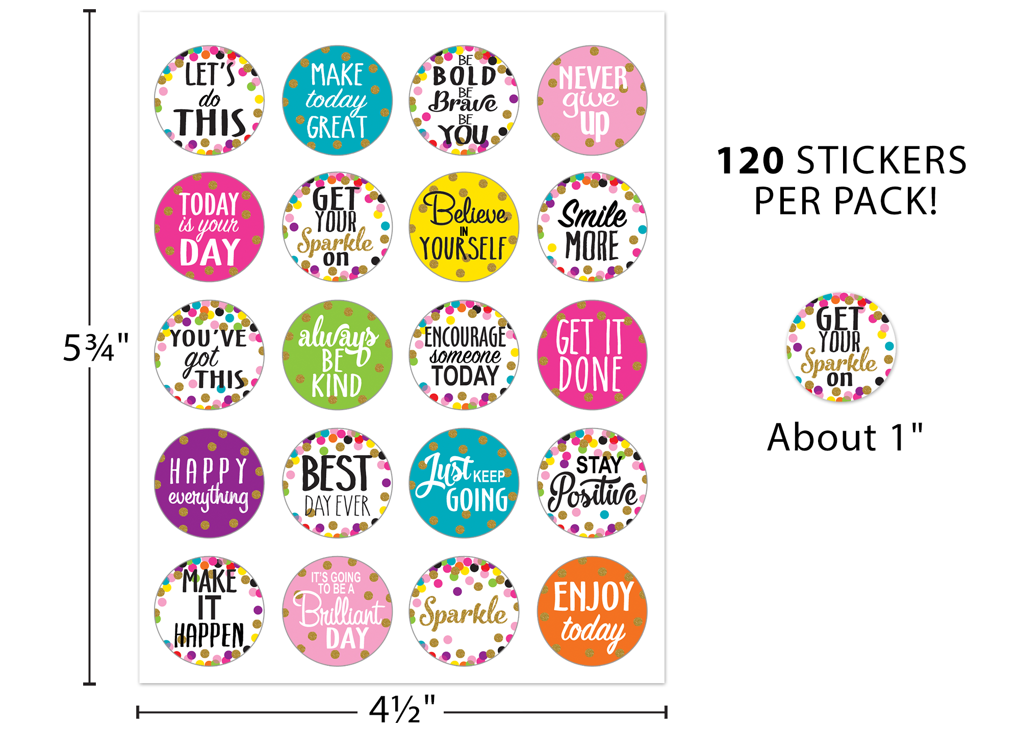 Confetti Words to Inspire Planner Stickers