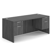 OfficeSource Laminate Double 3/4 Hanging Pedestal Desk - 71" x 30" - Coastal Gray