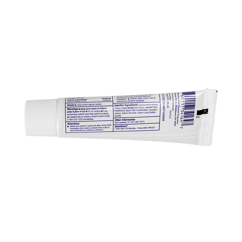 Bubble Fresh Toothpaste  w/ flouride, .85 oz Tube- 144 tubes per Box/5 Boxes per Case