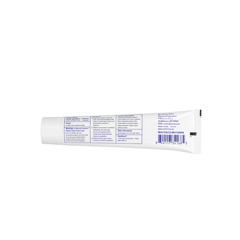 Bubble Fresh Toothpaste  w/ flouride, 2.75 oz Tube - 72 tubes per Box