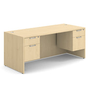 OfficeSource Laminate Double 3/4 Hanging Pedestal Desk - 71" x 30" - Maple