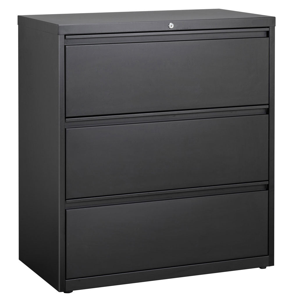 OfficeSource Steel Lateral File 3 Drawer Lateral File Cabinet, 30" Wide - Black
