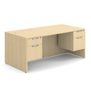OfficeSource Laminate Double 3/4 Hanging Pedestal Desk - 71" x 36" - Maple