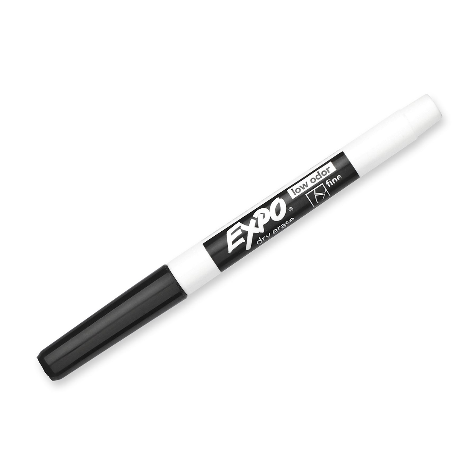 Low Odor Dry Erase Markers, Fine Tip, Black, Box of 12