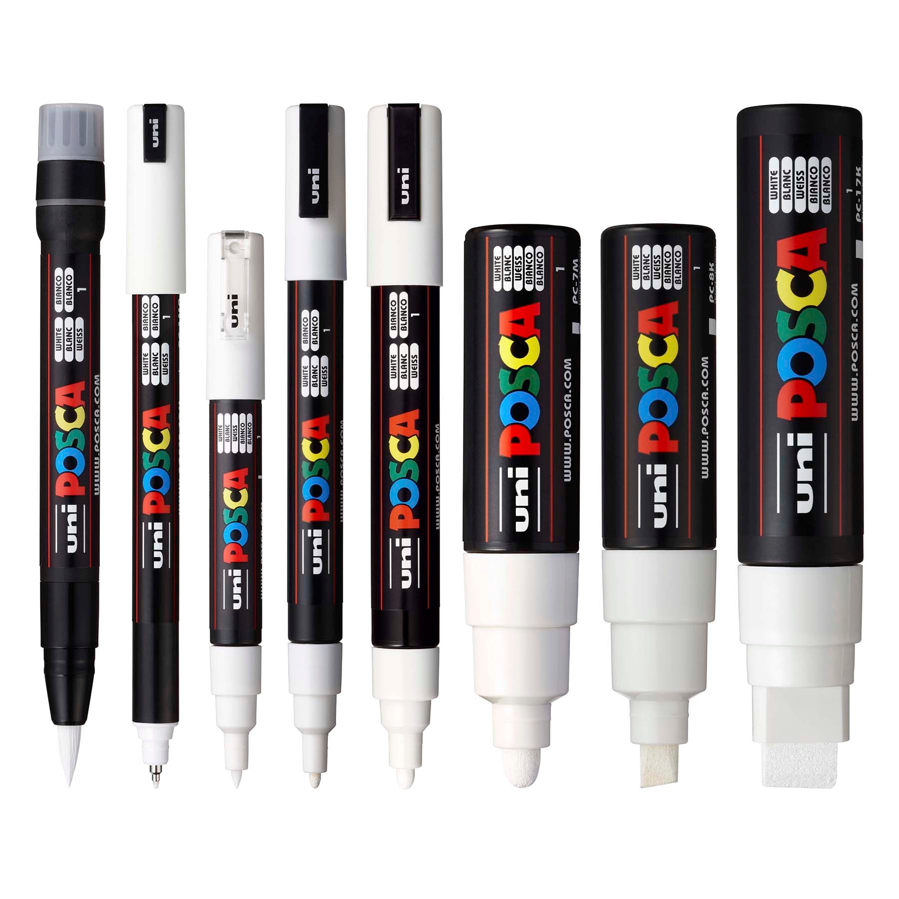 uni® POSCA PC-MIX Water-Based Paint Markers, Assorted White Tips, 8 Pack
