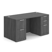 OfficeSource Laminate Double Full Pedestal Desk - 60" x 30" - Coastal Gray