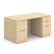 OfficeSource Laminate Double Full Pedestal Desk - 60" x 30" - Mahogany