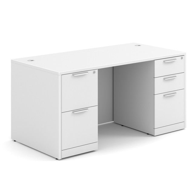 OfficeSource Laminate Double Full Pedestal Desk - 60" x 30" - White