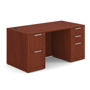 OfficeSource Laminate Double Full Pedestal Desk - 60" x 30" - Cherry