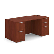 OfficeSource Laminate Double Full Pedestal Desk - 66'' x 30'' - Cherry