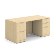 OfficeSource Laminate Double Full Pedestal Desk - 66'' x 30'' - Maple