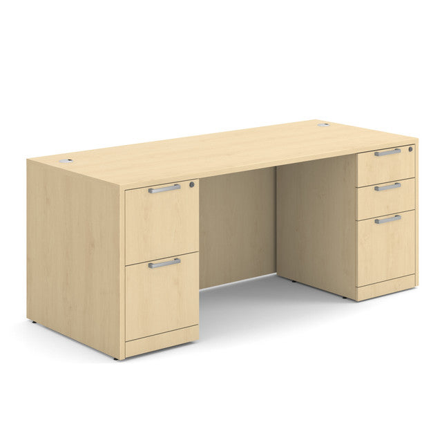 OfficeSource Laminate Double Full Pedestal Desk - 71'' x 30'' - Maple