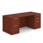 OfficeSource Laminate Double Full Pedestal Desk - 71'' x 30'' - Cherry